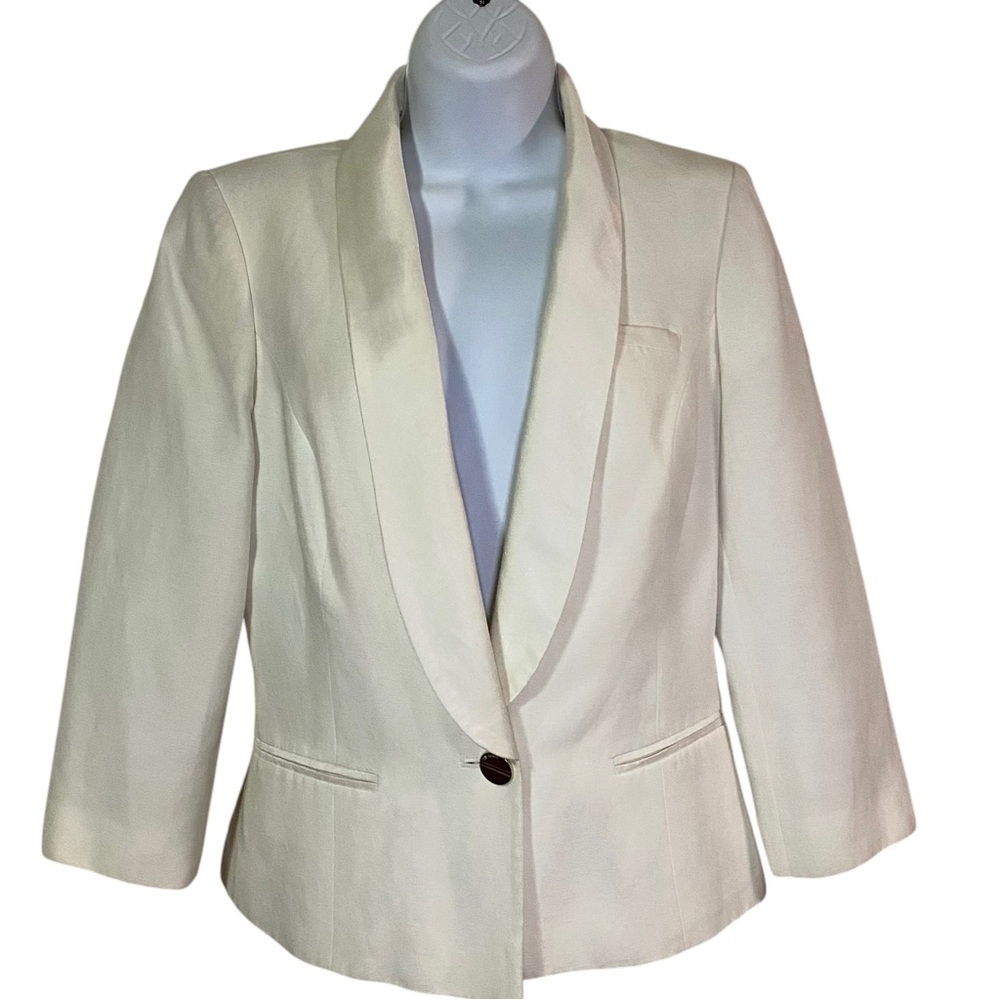 Ted Baker Cream Blazer Sz 1 US 4 Structured Business Professional Linen Blend
